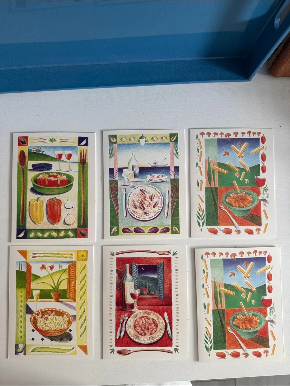 Vintage Pasta Sauces Notecards Multicolor Recipe Note Set (6)